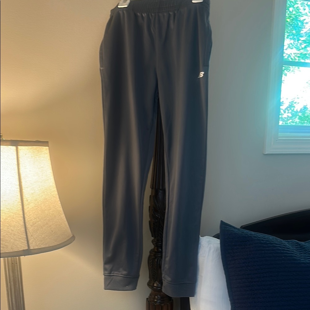 New Balance Gray Joggers Elastic Waistband Tapered Fit